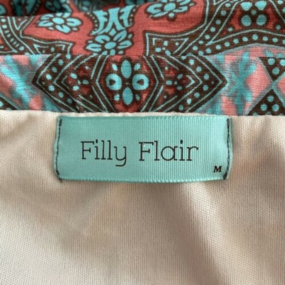 Filly Flair Strapless Maxi Dress‎ Size M Pinks, Teal & Brown Excellent Condition - Picture 10 of 11